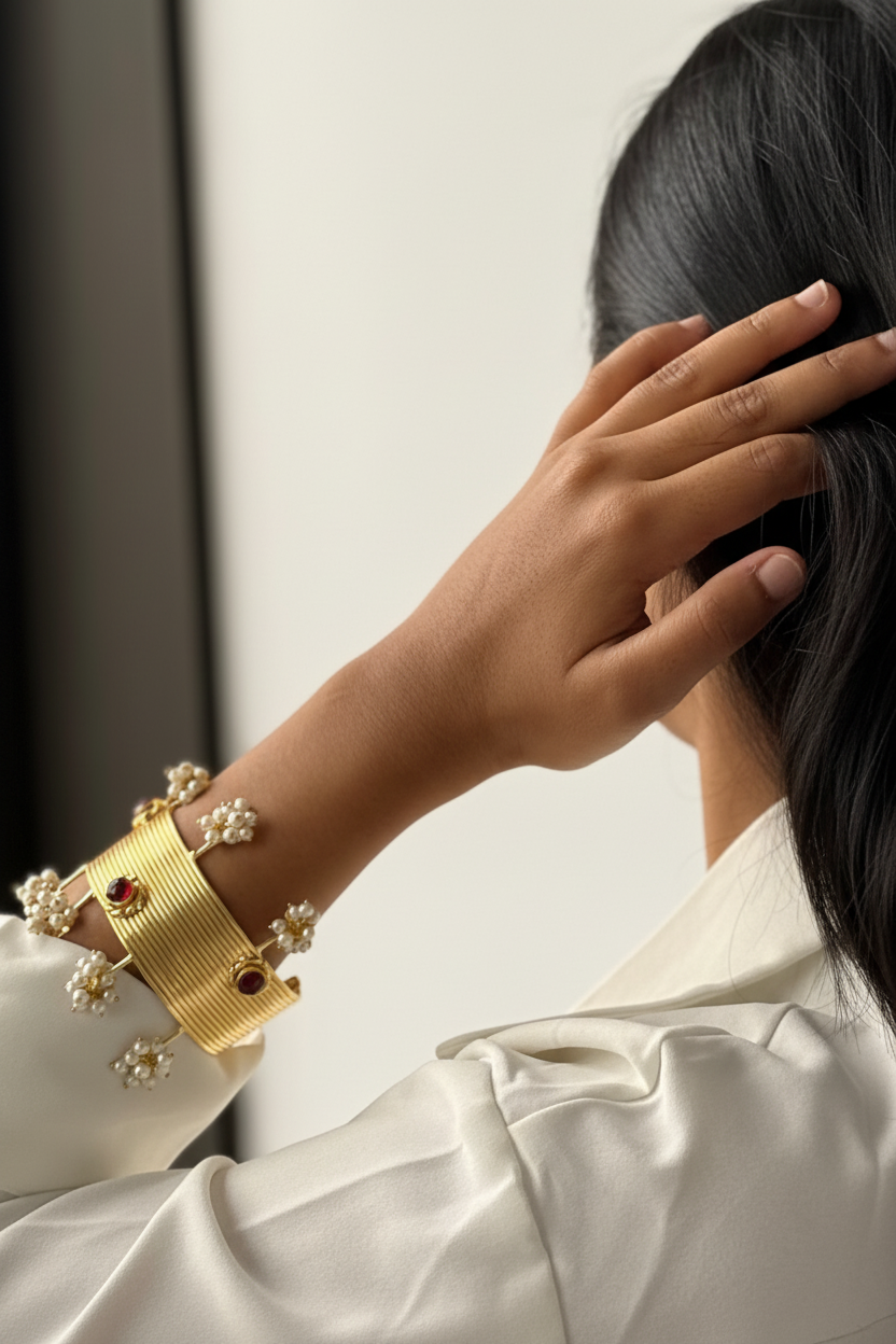 Luxury gold bracelet editorial image